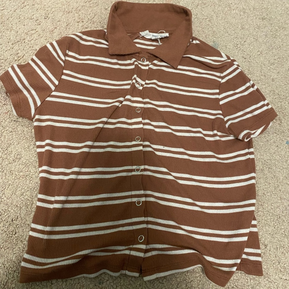 Hippie Rose, XS, Brown button down shirt